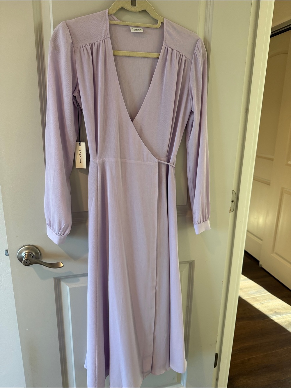 Aritzia Lilac Wrap-Style Long Sleeve Midi Dress